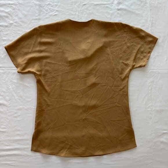 Dana Buchman 100% Silk Blouse Tan Camel Brown Dolman Sleeve Top - Picture 3 of 10